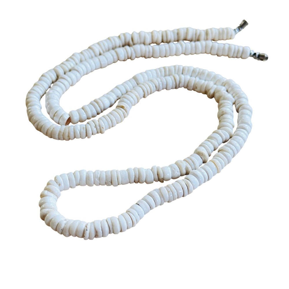 VTG Hawaiian Puka Shell Necklace Surfer 60s Beads Real authentic 35" 92g Hawaii